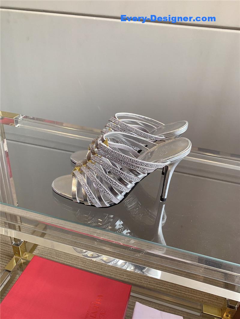 Va1e*ntin0 rhinestone high heel slippers