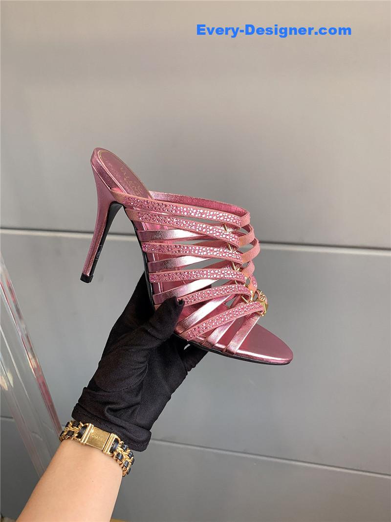 Va1e*ntin0 rhinestone high heel slippers