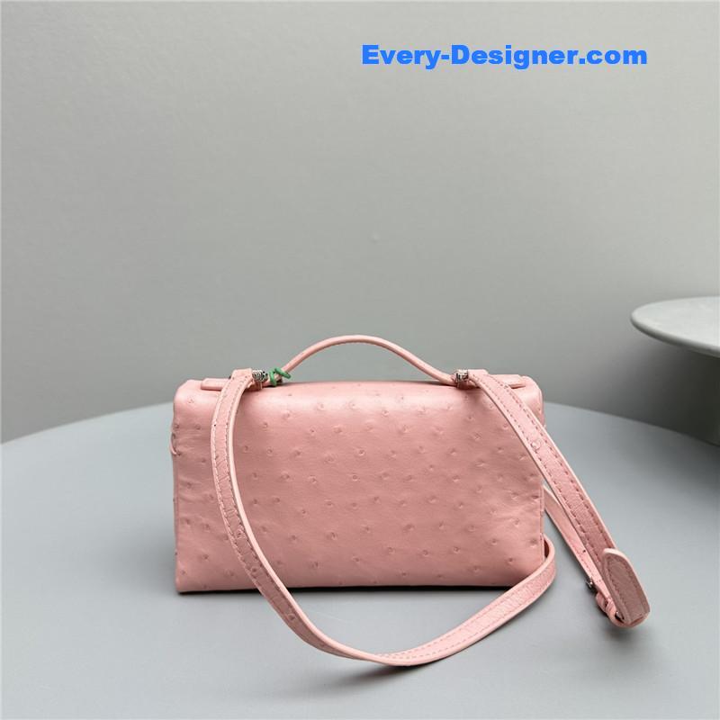L0r0 P1ana extra pocket ostrich leather pouch
