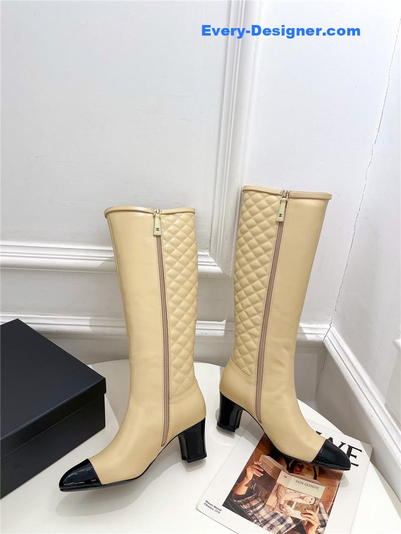 CC classic embroidered chunky heel boots