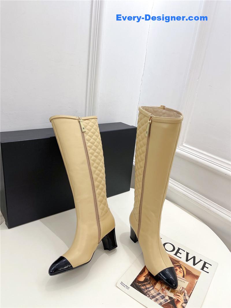 CC classic embroidered chunky heel boots