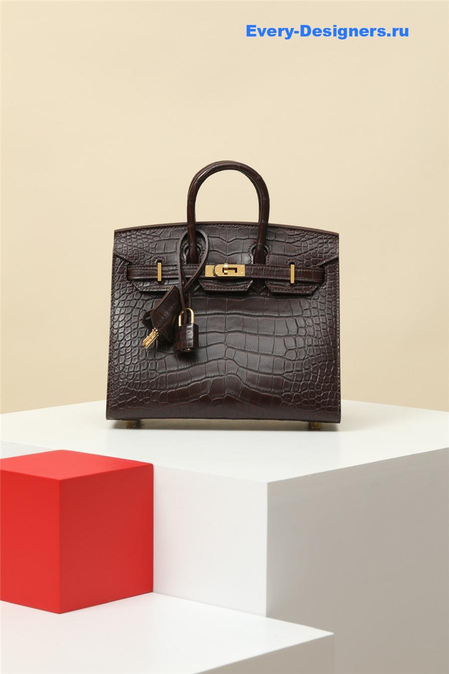 H**me5 birkin kelly 20 alligator bag brown
