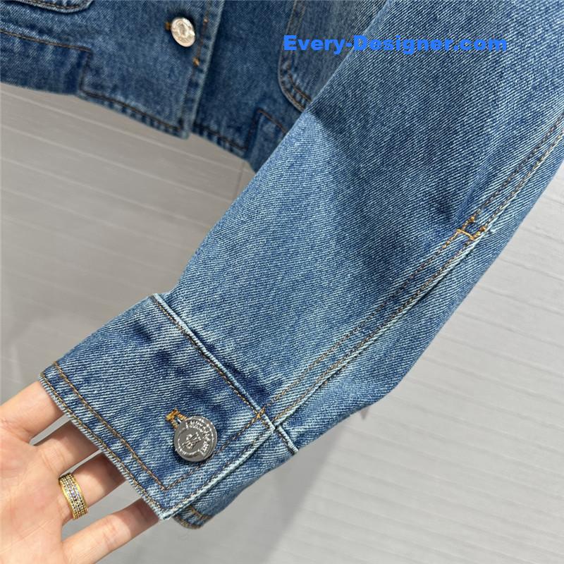 Moncler Hooded patchwork denim jacket