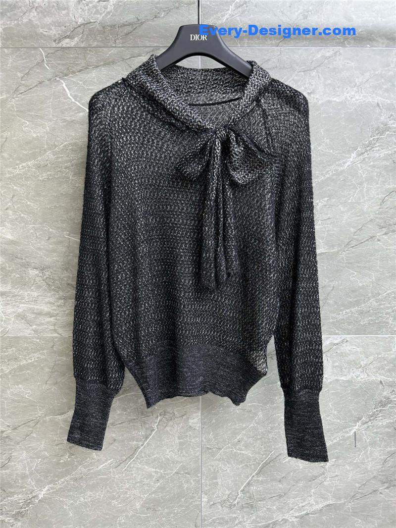 D10r pussy-bow knit top