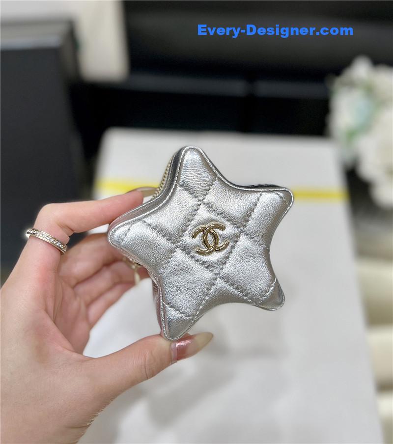 Ch**el patent leather silver double backpack