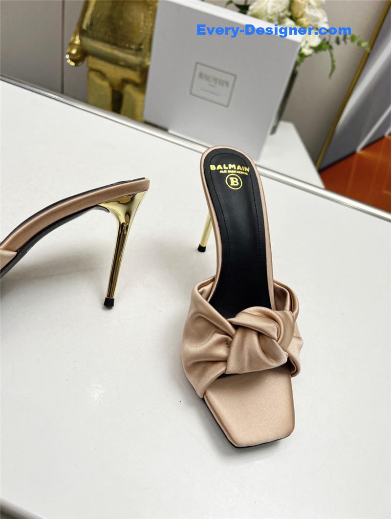 Balmain new catwalk original silk high-heeled slippers