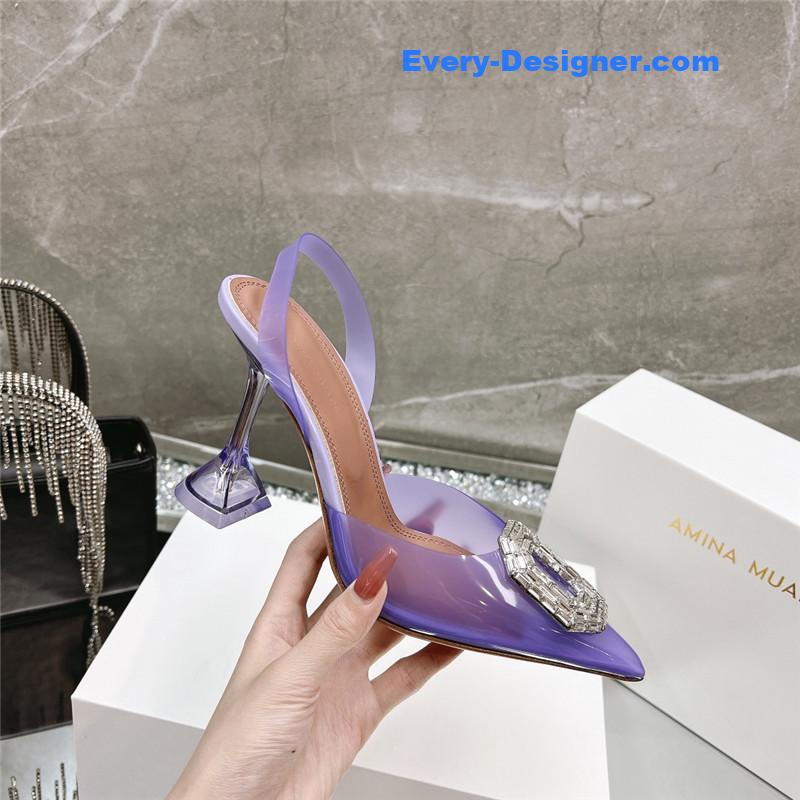 AMINA MUADDI rhinestone buckle heeled sandals