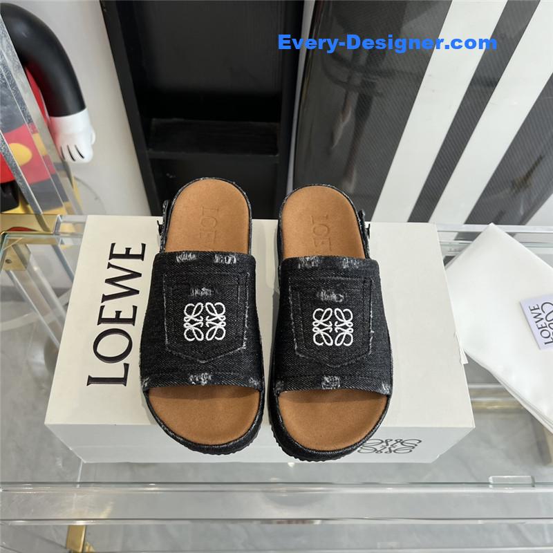 L0ew* denim slippers
