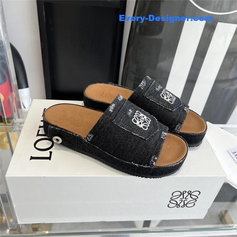 L0ew* denim slippers
