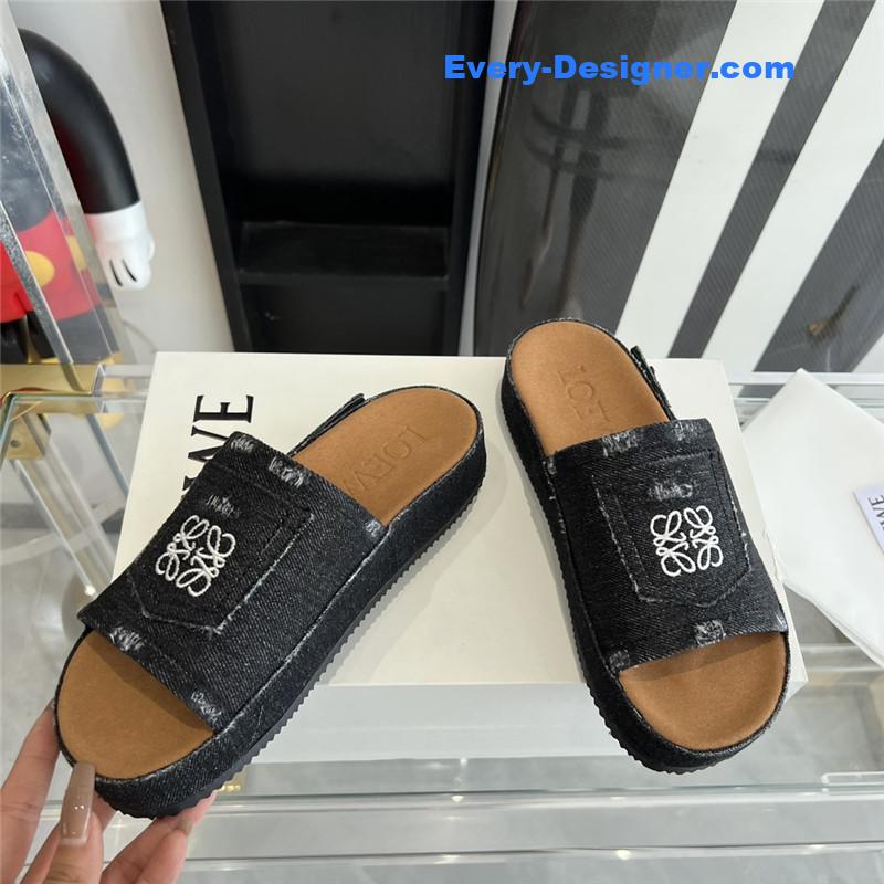 L0ew* denim slippers