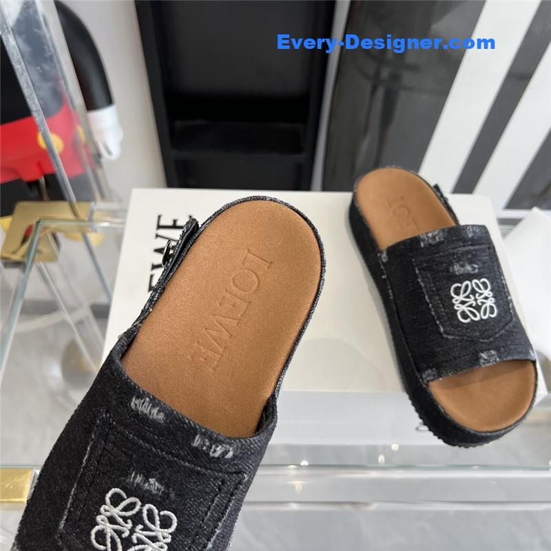 L0ew* denim slippers
