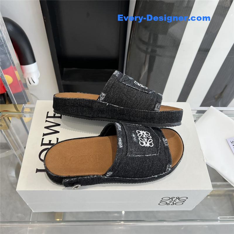 L0ew* denim slippers