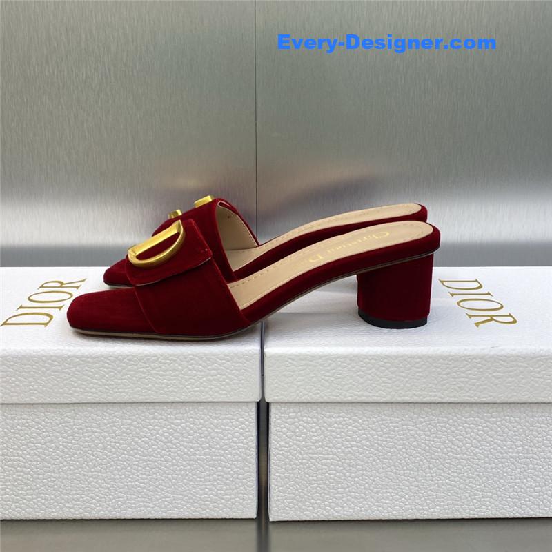 D10r cd letter logo metal buckle flat color block sandals