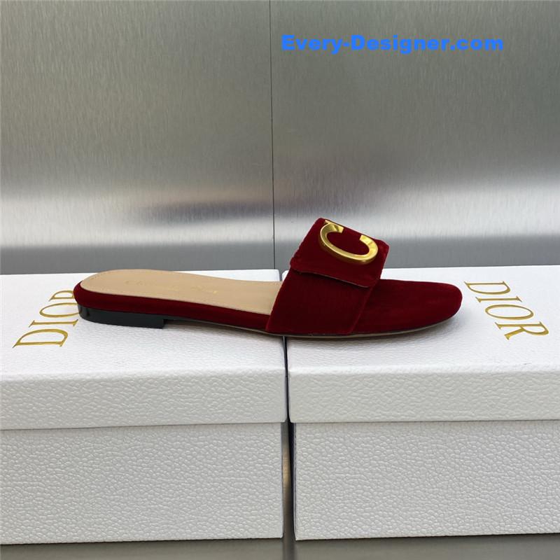 D10r cd letter logo metal buckle flat color block sandals