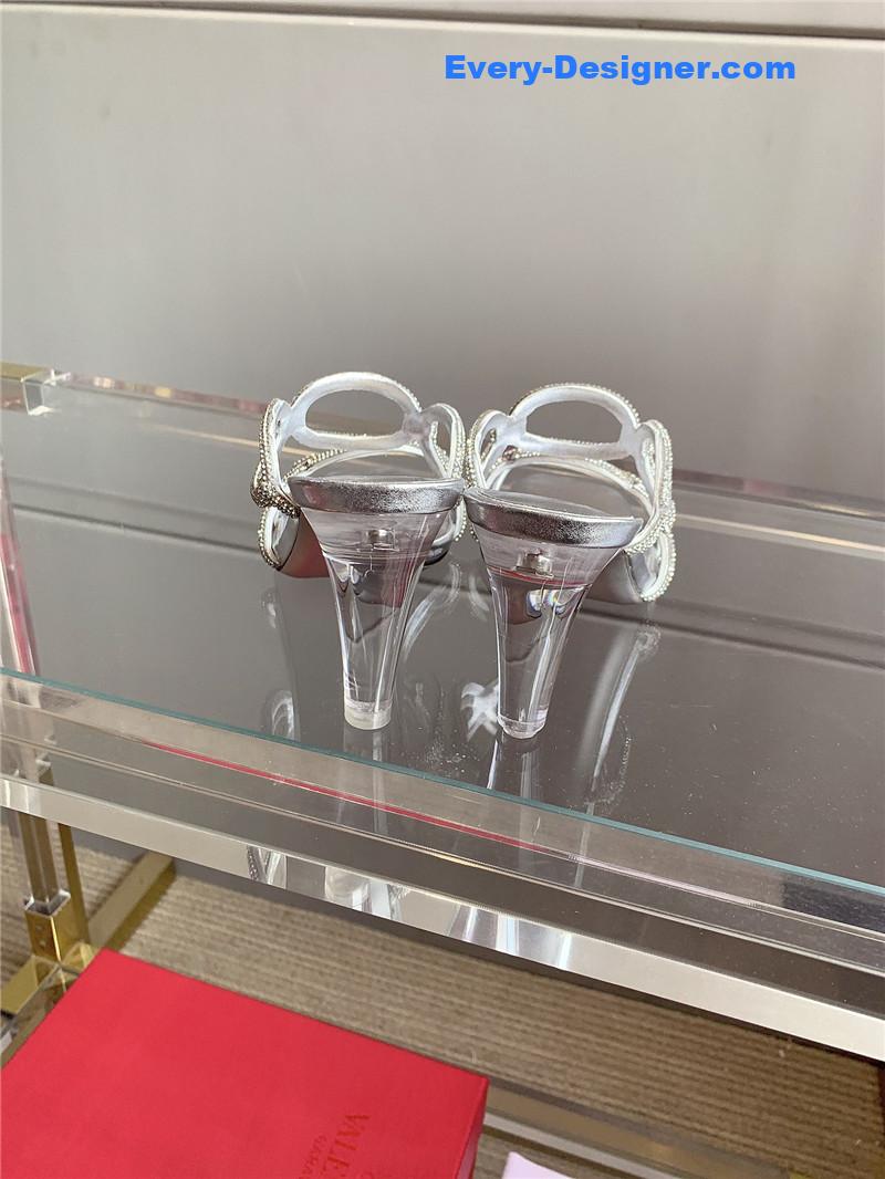 Va1e*ntin0 new crystal heel high-heeled slippers