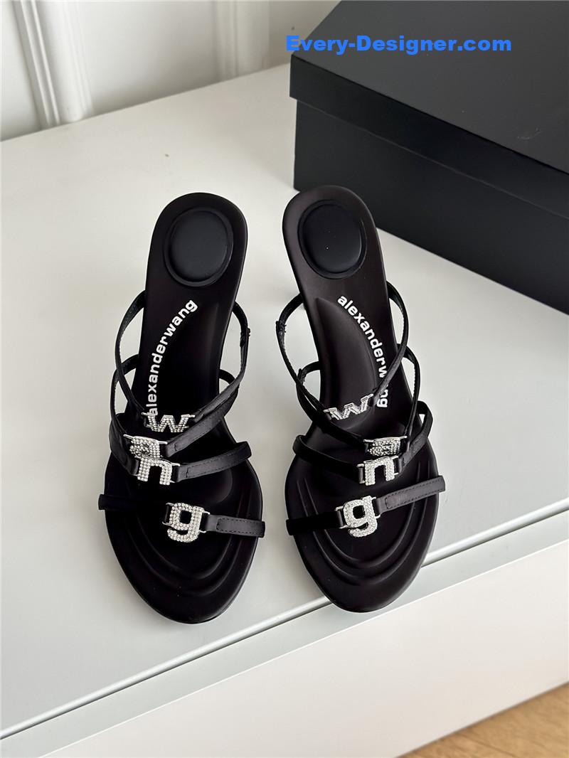 A1exa*der wang rhinestone letter high heel slippers