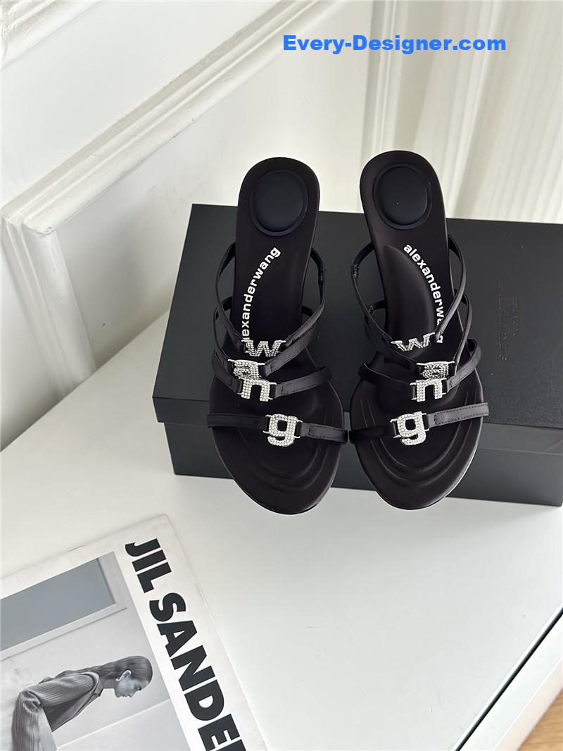A1exa*der wang rhinestone letter high heel slippers