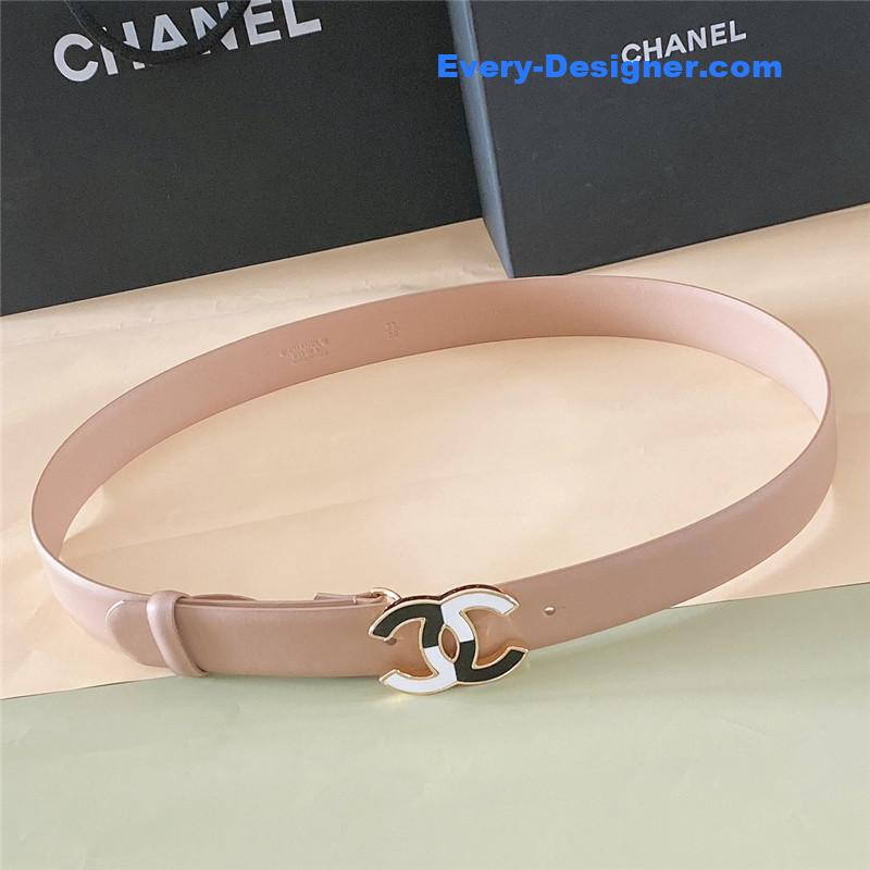 Ch**el black and white enamel double c logo belt