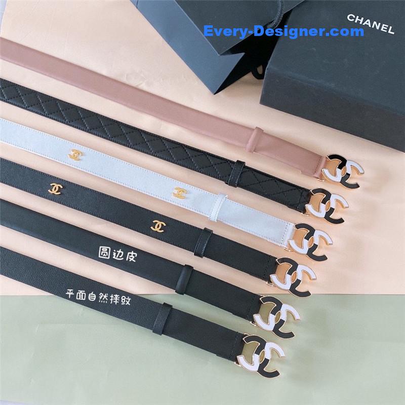 Ch**el black and white enamel double c logo belt