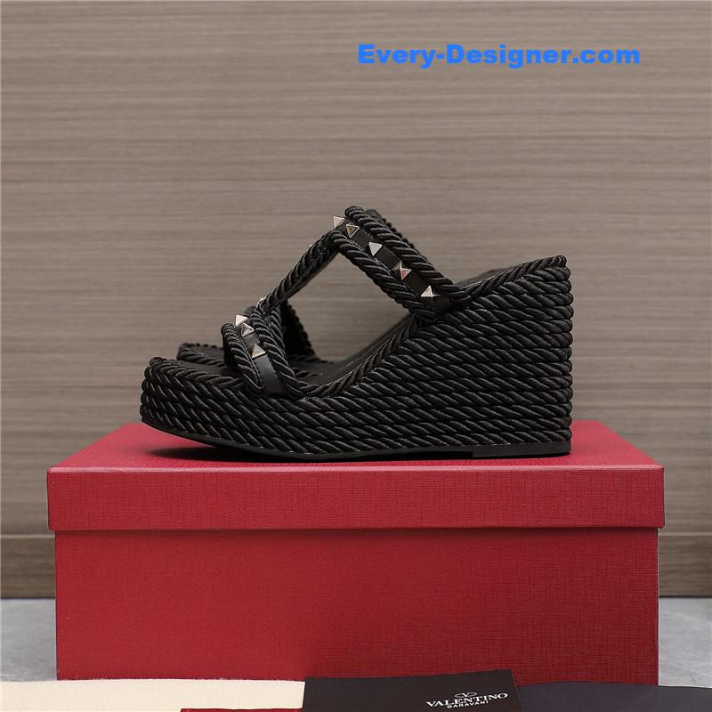 Va1e*ntin0 rope studded wedge sandals