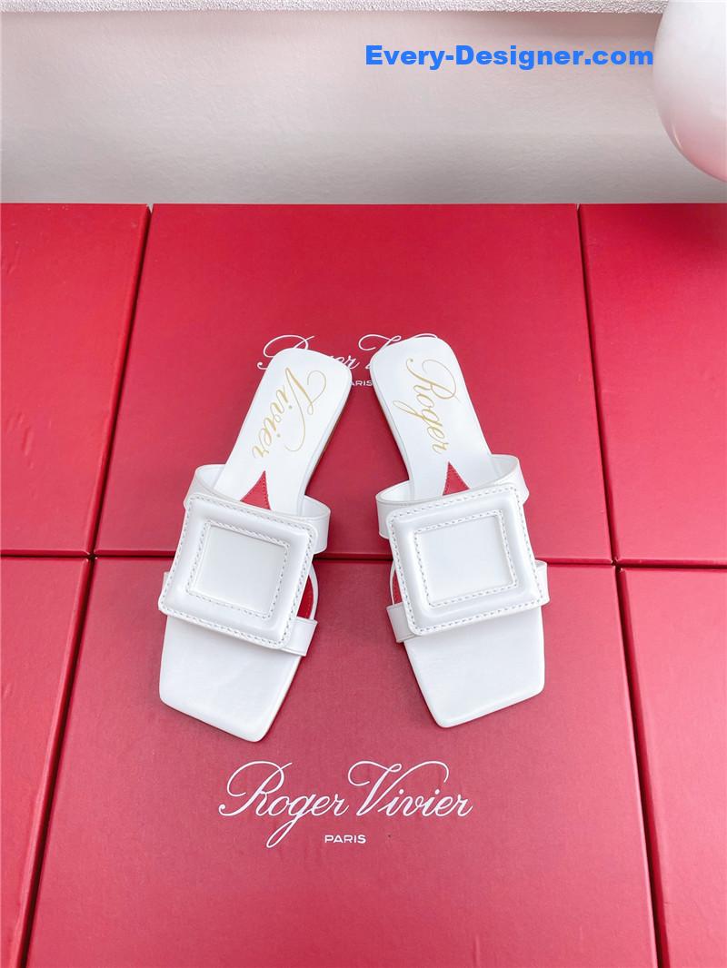 roger u1u1er embroidered buckle mules