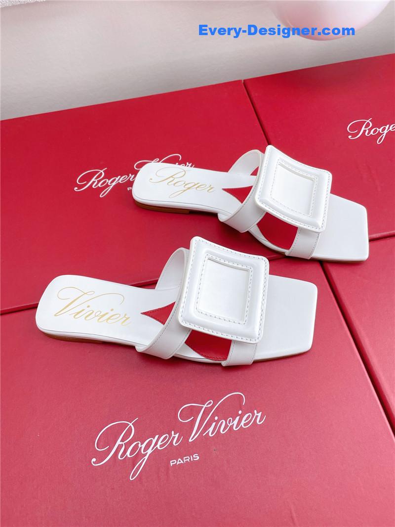 roger u1u1er embroidered buckle mules