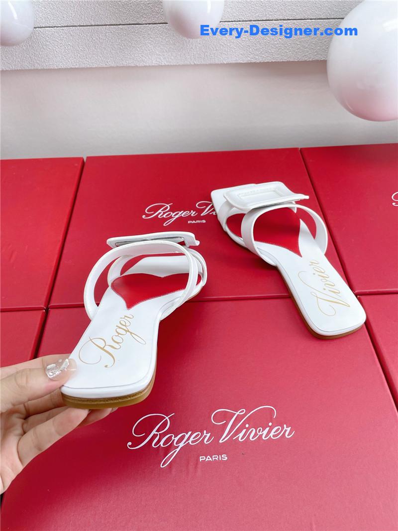 roger u1u1er embroidered buckle mules
