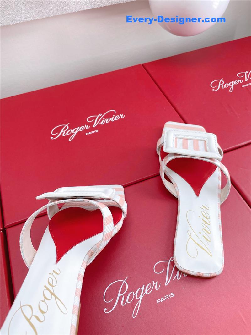 roger u1u1er embroidered buckle mules