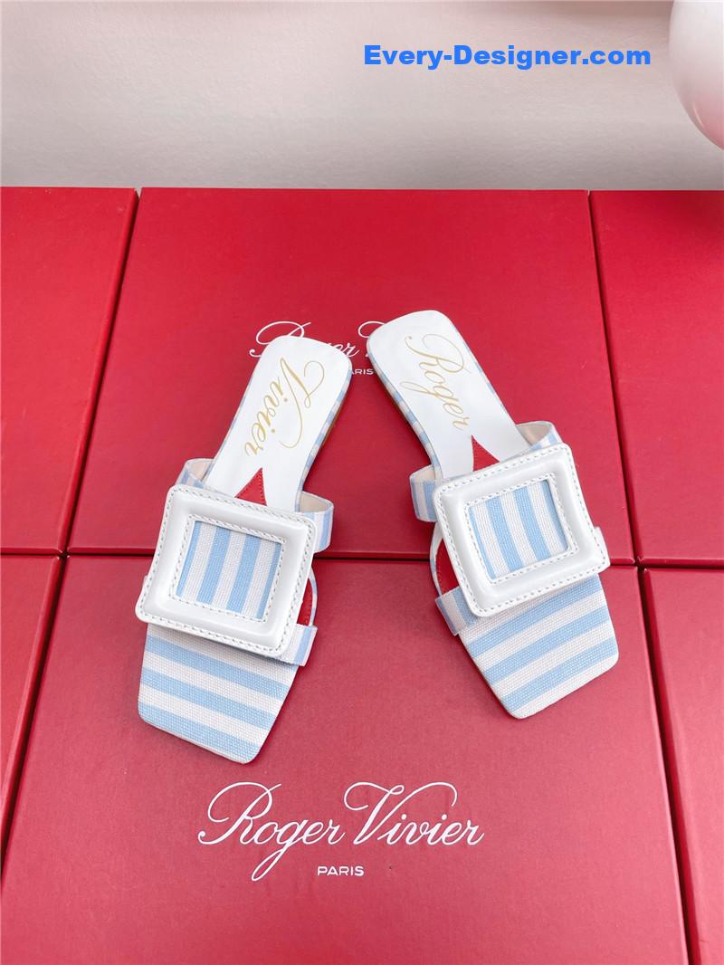 roger u1u1er embroidered buckle mules