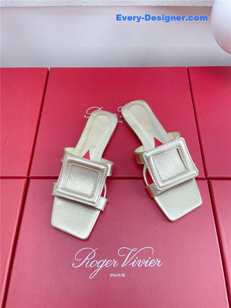roger u1u1er embroidered buckle mules