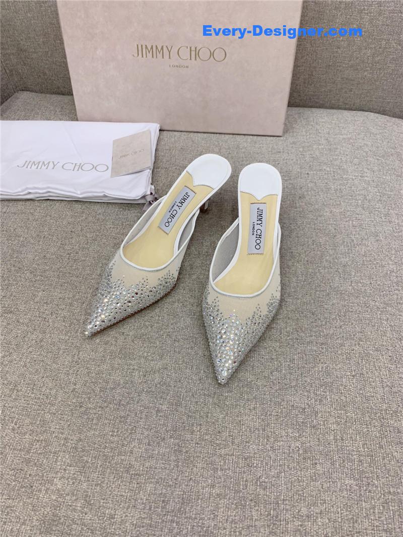J1m*y Ch00 new rhinestone mesh fairy shoes wedding shoes