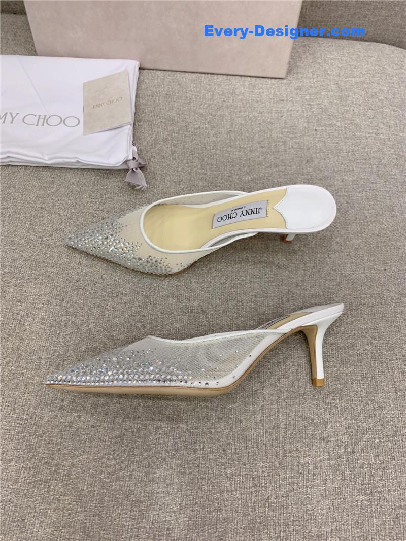 J1m*y Ch00 new rhinestone mesh fairy shoes wedding shoes
