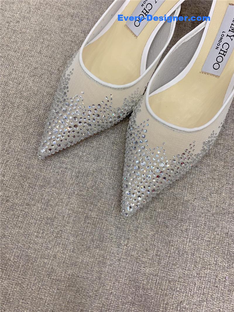 J1m*y Ch00 new rhinestone mesh fairy shoes wedding shoes