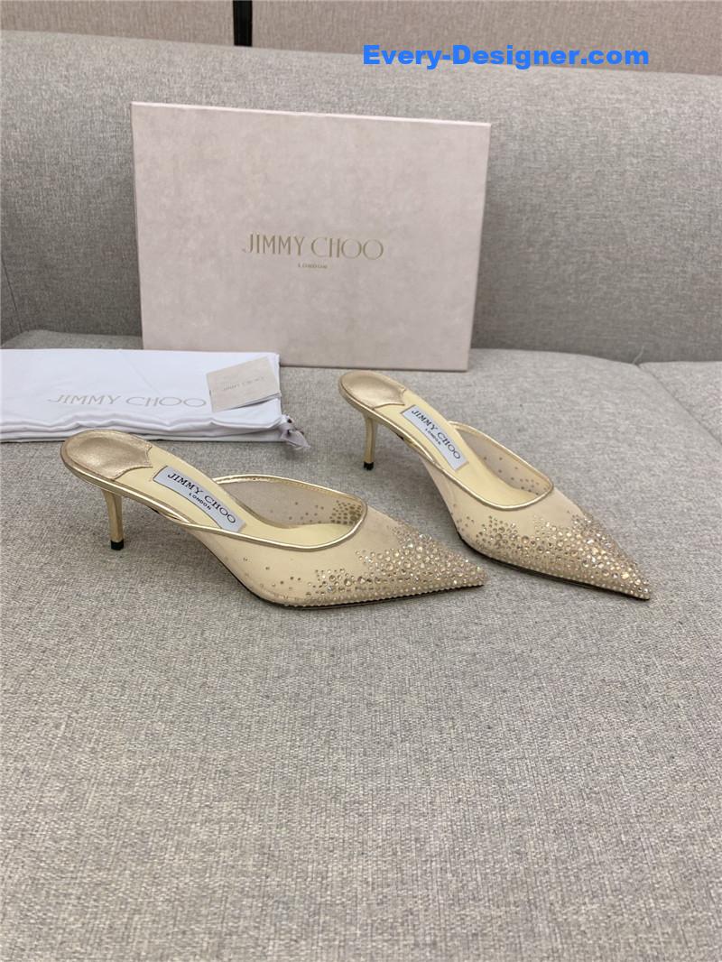 J1m*y Ch00 new rhinestone mesh fairy shoes wedding shoes