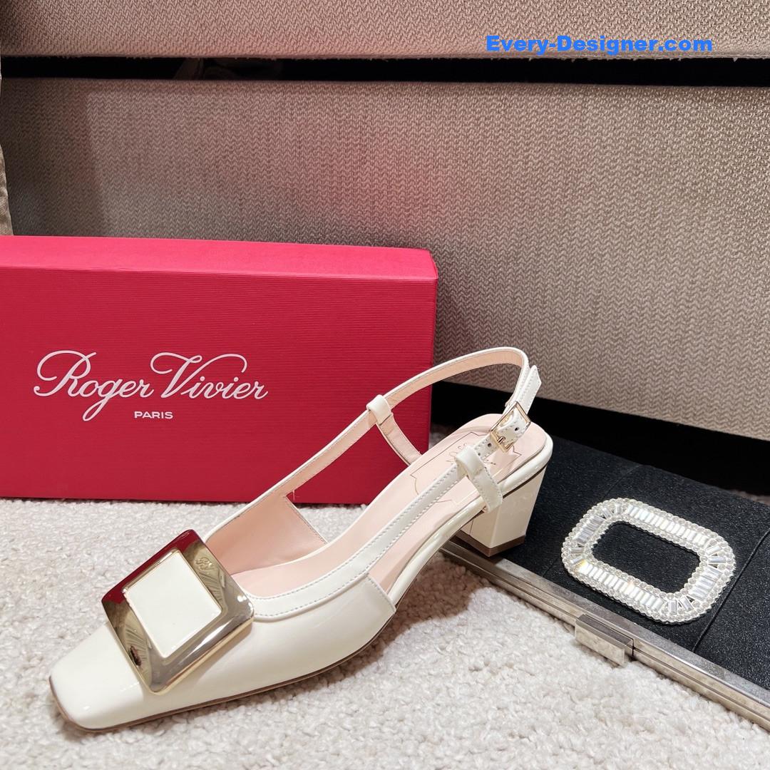 roger u1u1er square buckle chunky heel back sandals
