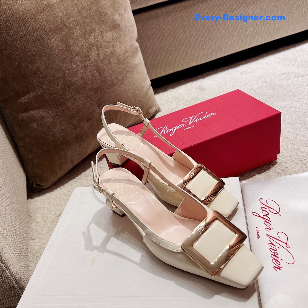 roger u1u1er square buckle chunky heel back sandals