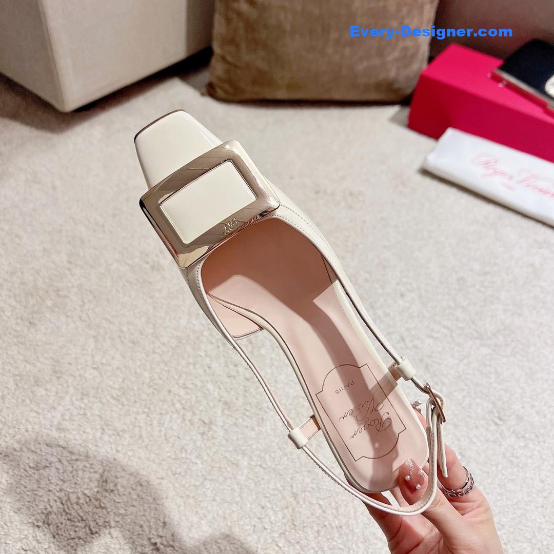 roger u1u1er square buckle chunky heel back sandals