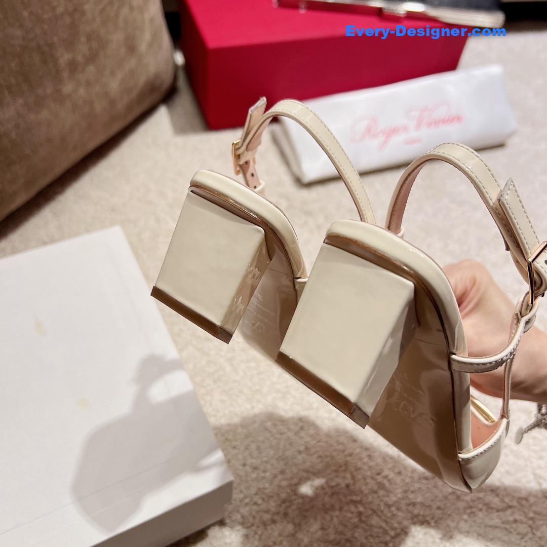roger u1u1er square buckle chunky heel back sandals