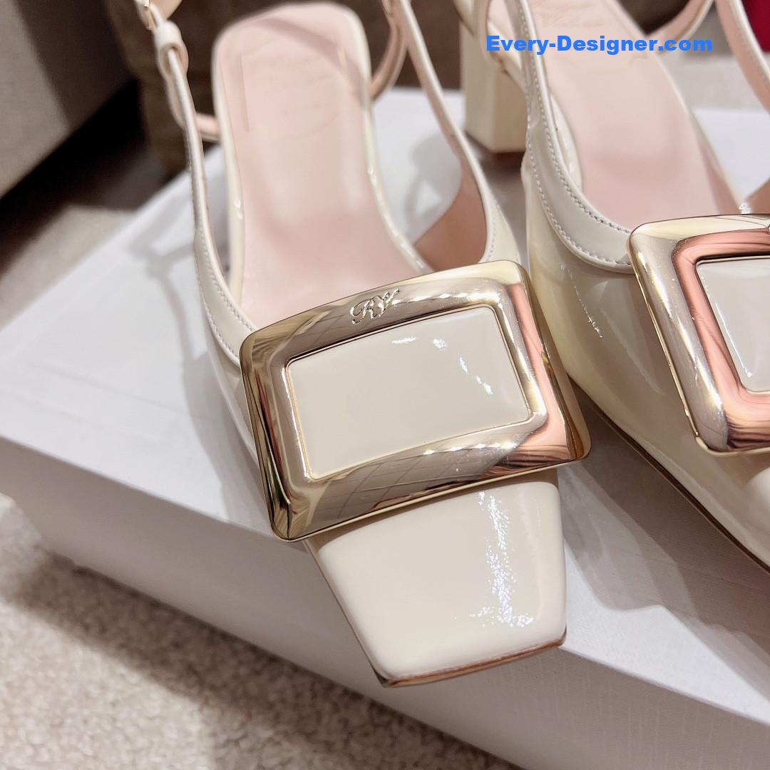 roger u1u1er square buckle chunky heel back sandals