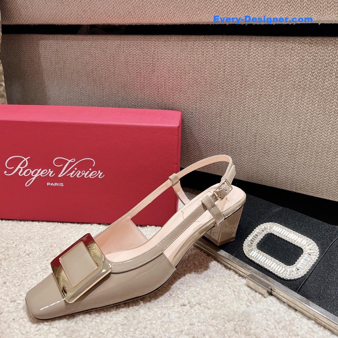 roger u1u1er square buckle chunky heel back sandals