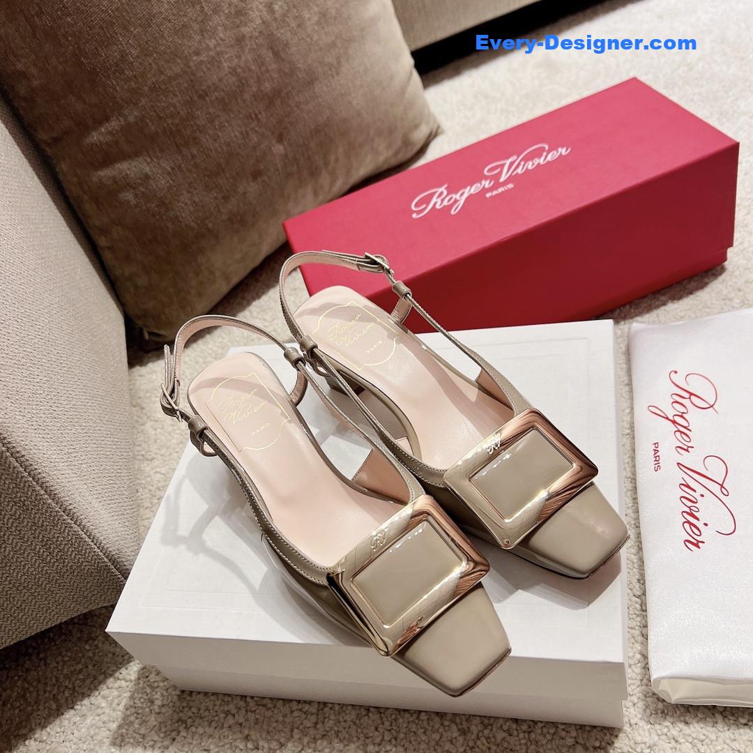 roger u1u1er square buckle chunky heel back sandals