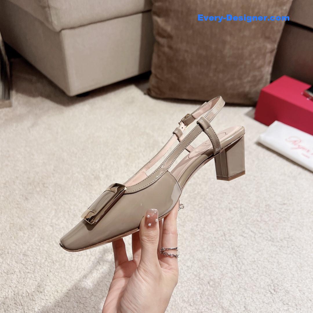 roger u1u1er square buckle chunky heel back sandals