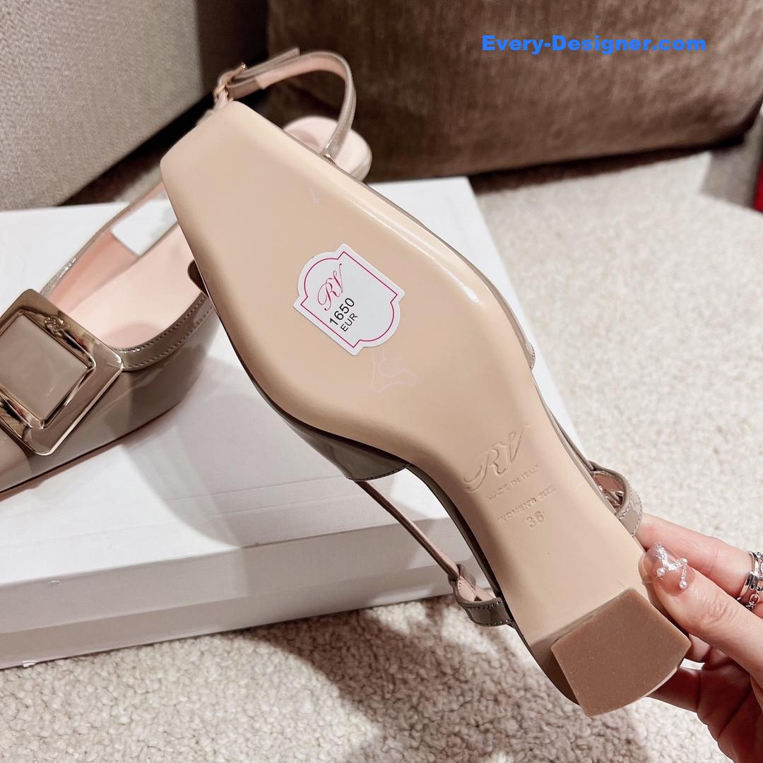 roger u1u1er square buckle chunky heel back sandals