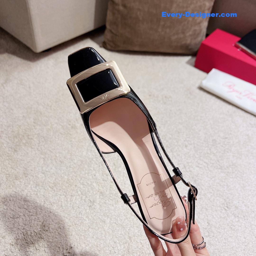 roger u1u1er square buckle chunky heel back sandals