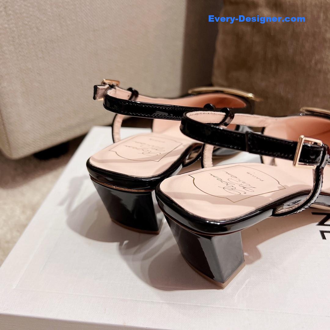 roger u1u1er square buckle chunky heel back sandals
