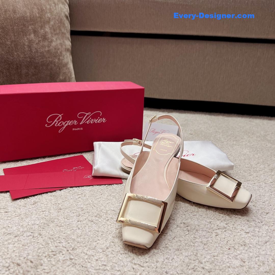 roger u1u1er square buckle chunky heel back sandals