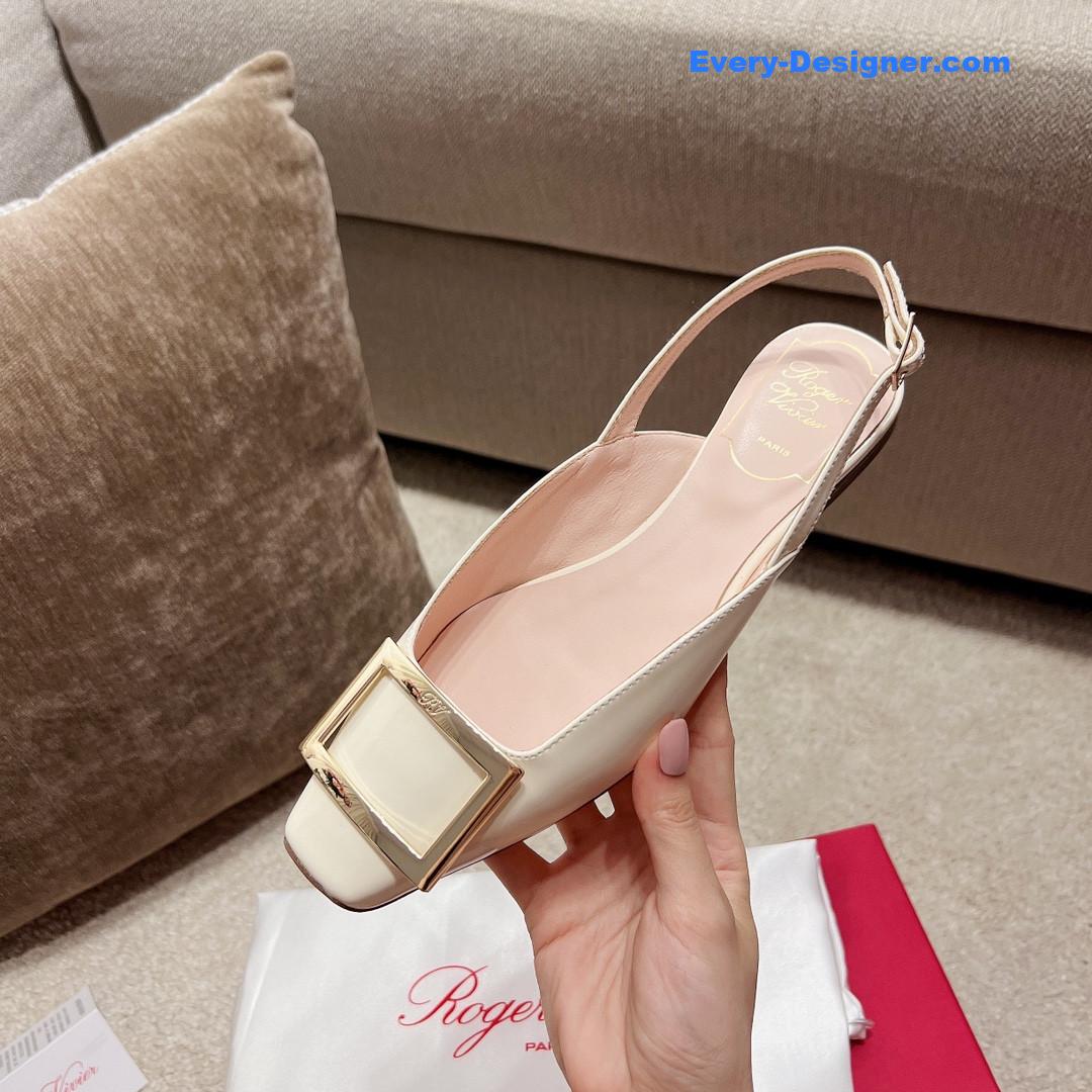 roger u1u1er square buckle chunky heel back sandals