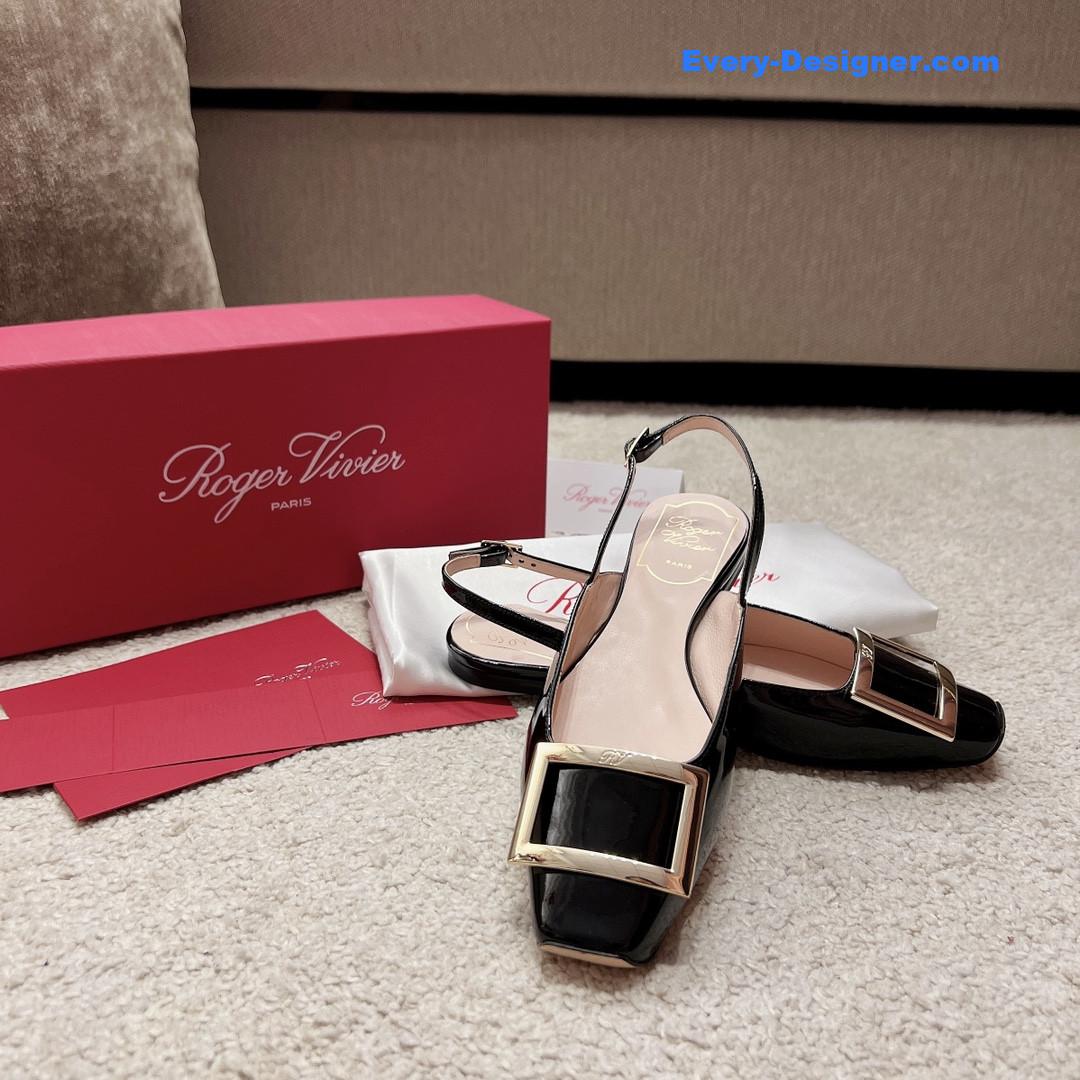 roger u1u1er square buckle chunky heel back sandals
