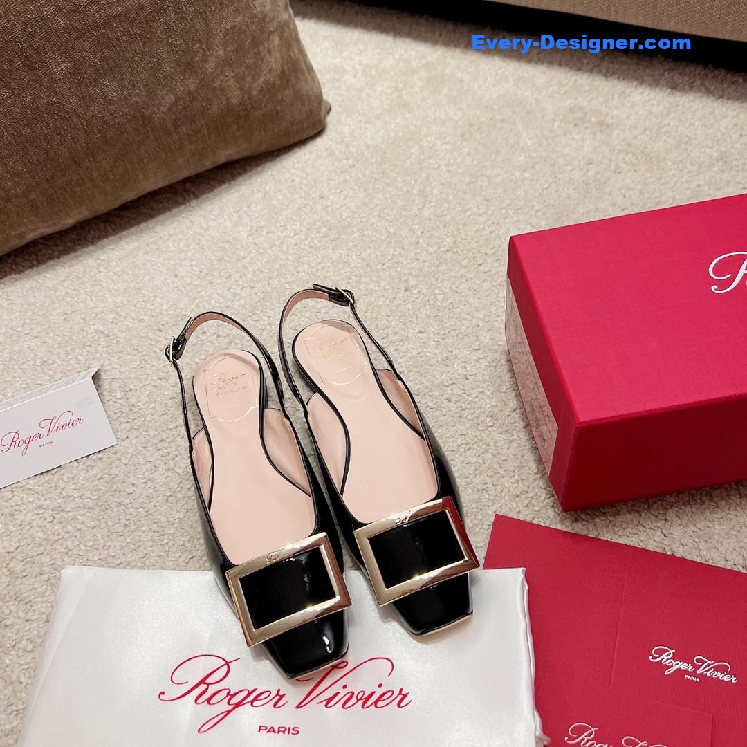 roger u1u1er square buckle chunky heel back sandals
