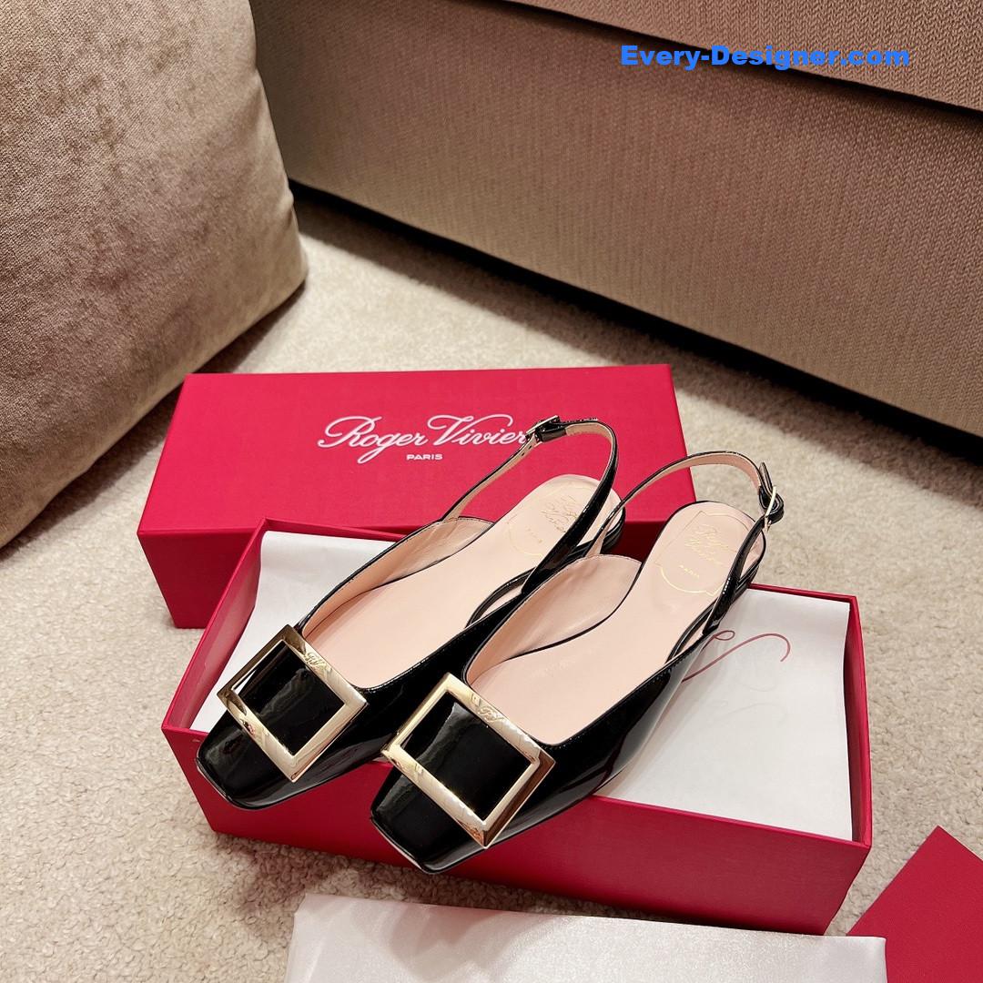 roger u1u1er square buckle chunky heel back sandals